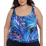 Swim Solutions Plus Size Printed Blouson Tankini Top,24W Swim Solutions