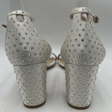 Women’s Stuart Weitzman Nearlynude Satin Ivory Embellished Sandal Size 10B Stuart Weitzman