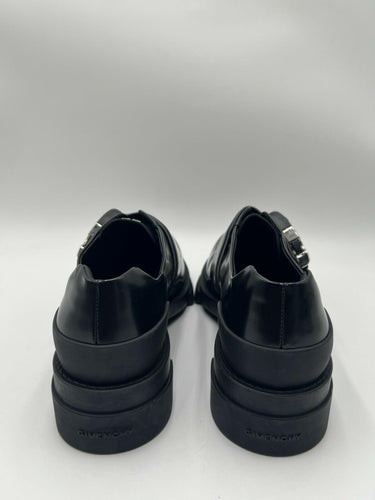 Givenchy Terra derby Black Leather shoes silver-tone 4G logo Size 43