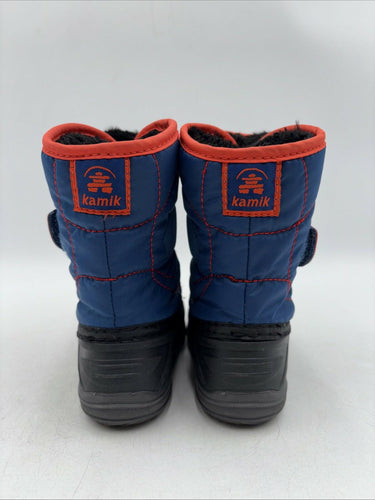 Kamik Snowbug 3 Toddler Snow Boots Black Blue Faux Fur Lined Waterproof Size 8 Kamik