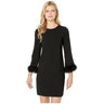 Women's Cece Feather Detail Crepe Dress,Black Size 2 CeCe