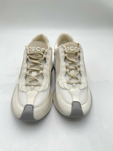 GUCCI Run GG  White/Beige Leather Low Top Sneakers UK Size 6 Gucci