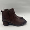 Women’s Born Reegan Brown Leather Zip Booties Mid Block Heel Boots Size 8M Børn