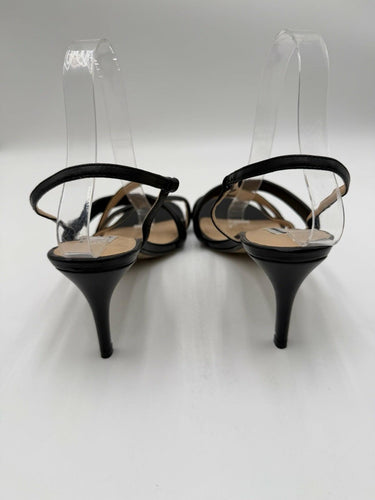 Women’s Saks Fifth Avenue strappy Black leather sandals Heels Size 9M