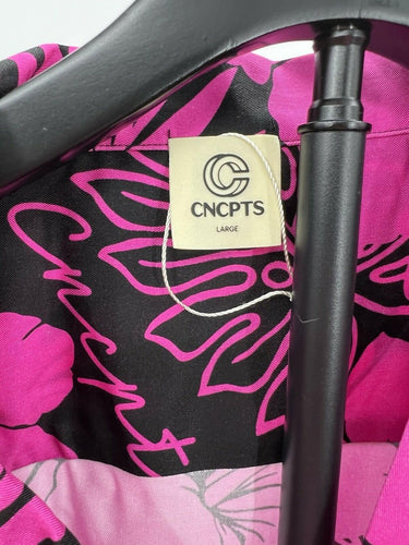 Concepts Sunset Palms Shirt CNMIA-SU24-152B Pink Black Hibiscus Camp - Size L
