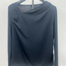 Lauren Ralph Lauren Top Long Sleeve Navy Wrap Draped Asymmetric Blouse XL Lauren Ralph Lauren