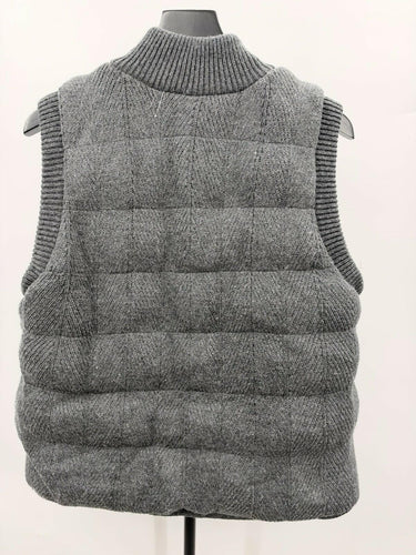 Joie Gray Knit Quilted Puffer Vest Chevron Sweater Vest Size XL