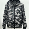 Guess camouflage Men’s hooded jacket gray and black pattern Zip Size M GUESS