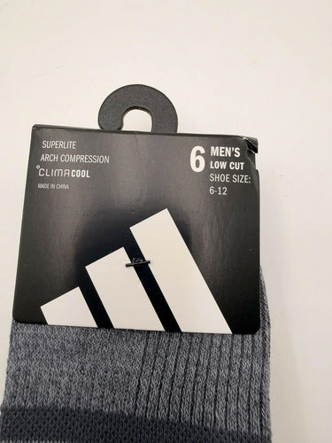 Adidas Men's 6 Pack Low Cut Socks Gray Black ClimaCool Size 6-12 NWT