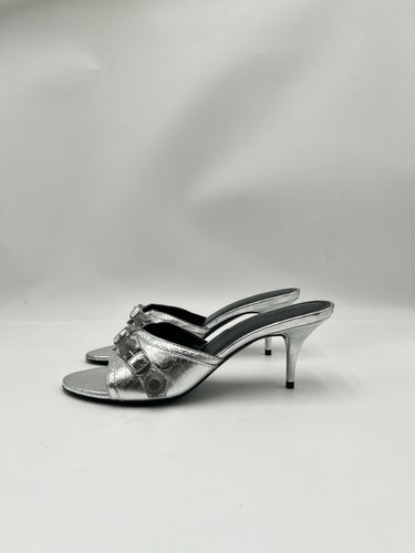 Balenciaga Cagole 70mm slingback pumps in Silver Leather Size 37.5