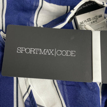 NWT Sportmax Code Womens Astoria Half Sleeve Stripe Blouse Blue Size 12 Sportmax