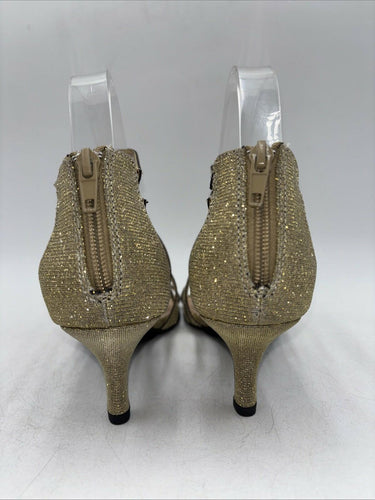 Bella Vita Women Karlette Kitten Heel Evening Sandals Gold Glitter Size 7.5 M Bella Vita