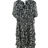 Vince Camuto black and white leaf-print v-neck Woman’s dress Size L Vince Camuto