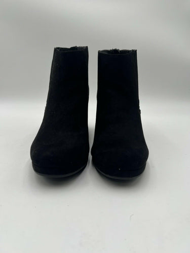 Sugar Juliette Black Micro Suede Chevron Wedge Ankle Boots Womens 7.5 Sugar