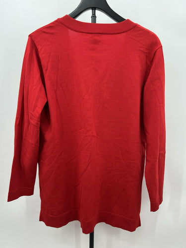 I.N.C. Womens Lace Up Sweater Red Grommet V Neck Long Sleeve Tunic Tops - Size M