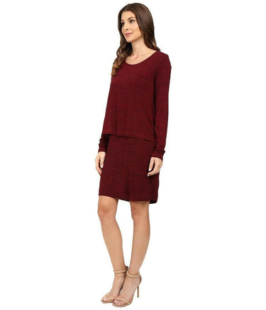 Mod-o-doc Space Dye Rayon Spandex Jersey Long Sleeve Overlay Dress Size XL