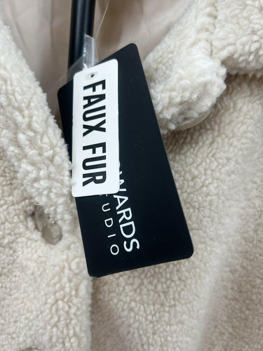 Mark Edwards Studio Jacket Womens Cream Faux Fur Teddy Sherpa Button Warm L
