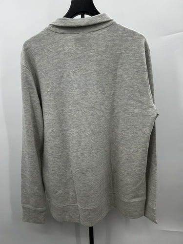 Jeff Men’s light gray quarter-zip pullover sweatshirt Fold Collar Size M