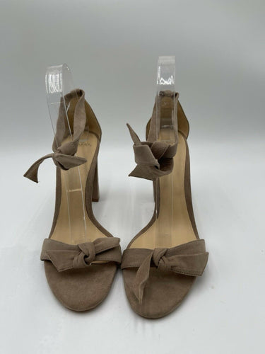 Alexandre Birman Clarita suede ankle-tie block heel sandals in beige Size 39