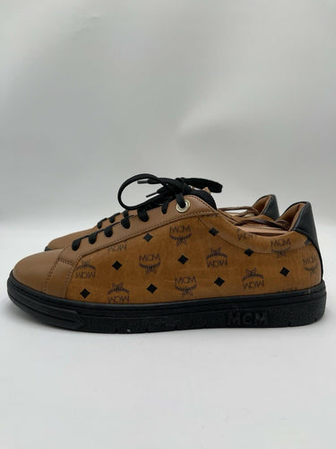 MCM Men's Terrain Lo Lace Up Sneakers Brown Leather Size 41