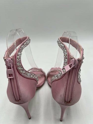 Alexander McQueen crystal-embellished satin high-heel sandals In Pink Size 37.5 Alexander McQueen