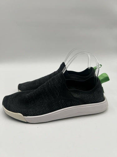Sanuk Black Heather Knit Slip On Sneakers Green Pull Tab Size 8