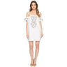 Women's Cece Off The Shoulder Embroidered White Dress, Size 8 CeCe