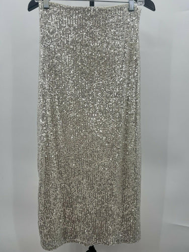Z Supply Skirt Sequin Maxi Silver Champagne Glitter Pencil Party S Z Supply