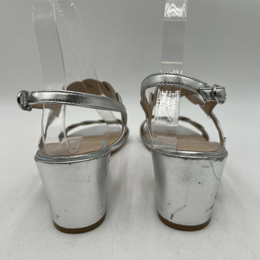 Women’s  Stuart Weitzman Twistie Silver Leather Block Sandal Size 7B Stuart Weitzman