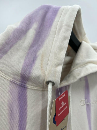 NWD Champion Hoodie Womens Tie Dye Purple Striped Oversized Script Logo  Small Champion