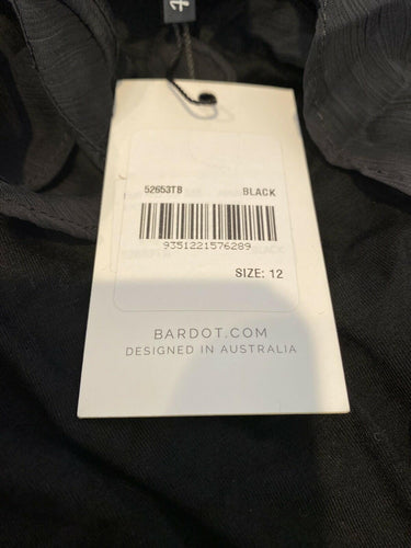 NWT Bardot Women’s Emily Ruffle Bodysuit, Black, Size 12
