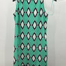 Crown & Ivy Dress Womens Green Blue White Ikat Diamond Print Shift Dress M Crown & Ivy