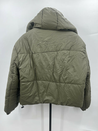 One & Only Puffer Jacket Hooded Cropped Oversized Olive Green - L NWT