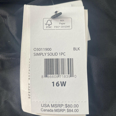 NWT Volcom Women's Simply Solid One Piece Swimsuit, Black Size 16W