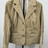 St Johns Bay Blazer Womens Corduroy Tan Beige Stretch Button Up Jacket M/L St. John's Bay