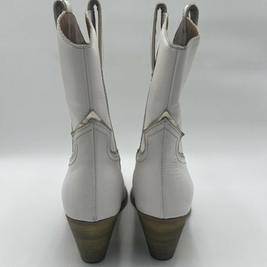 GOLO White Leather Pointed Toe Pull On Block Heel Ankle Booties Women’s Size 8.5