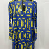 Nally & Millie Dress Womens Blue Yellow Brushstroke Print Long Sleeve Midi L Nally & Millie