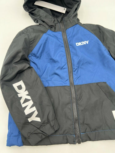 DKNY Blue Black Colorblock Hooded Jacket Size 3T