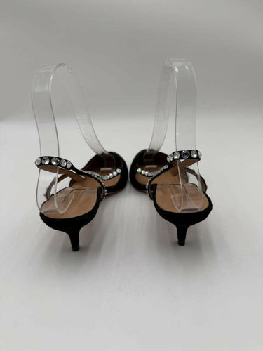 Aquazzura Black Suede Crystal Embellished Point Toe Slingback Pumps, Size 35