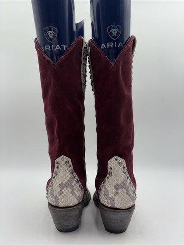 Idyllwind Leap Red Suede/Snake Print Snip Toe Western Boots Womens 6 B Idyllwind