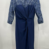 Alex Evenings Long Gown Navy Lace Sequin Top Twist Front Formal Dress 6 Alex Evenings