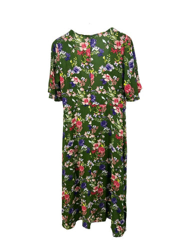 B Collection by Bobeau Green Floral Orna wrap Woman’s dress Size S