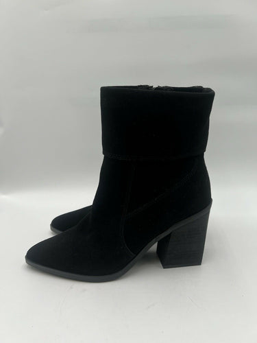 Blondo Selina Waterproof Black Suede Fold Over Booties Size 7.5