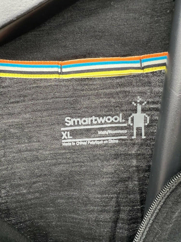 Smartwool Mens Merino Wool 1/4 Zip Pullover Black Base Layer Long Sleeve XL