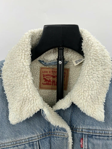 Levi's Ex Boyfriend Sherpa Trucker Jacket Light Wash Denim Oversized Size XL Levi’s