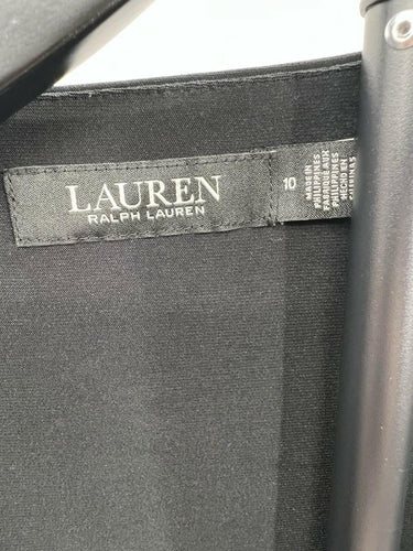 Lauren Ralph Lauren Wrap Dress Womens Black Faux Wrap Tie Waist Jersey Size 10 Lauren Ralph Lauren