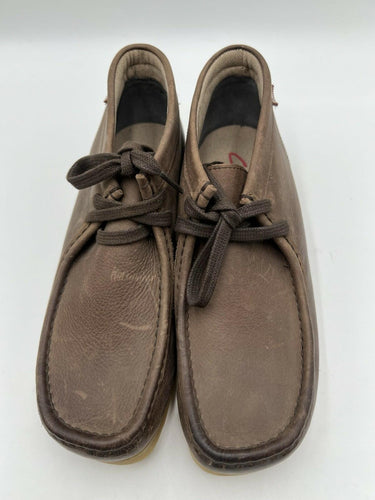 Clarks Wallabee Brown Leather Beeswax Boots Size 9.5