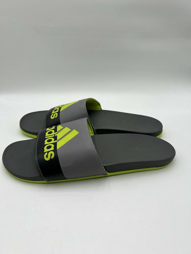 Adidas Adilette Comfort Gray Lime Neon Slides Size 18