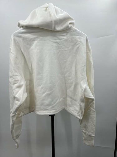 NWD Champion Reverse Weave Hoodie Womens White Cropped Cinch Bottom Large Champion