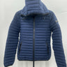 BCBGMAXAZRIA Puffer Jacket Womens Navy Blue Hooded Eco Fill size XS BCBGMAXAZRIA